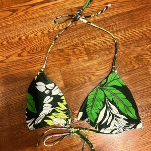 Aerie Green and Black Tropical Bikini Top